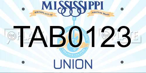 TAB0123 Mississippi License Plate