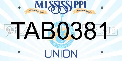 TAB0381 Mississippi License Plate