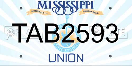 TAB2593 Mississippi License Plate