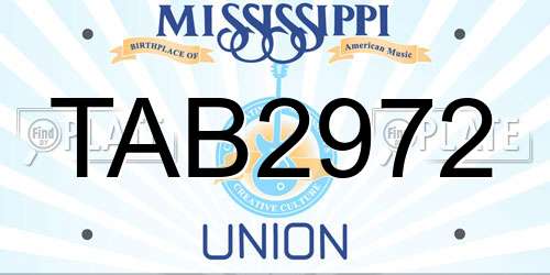 TAB2972 Mississippi License Plate
