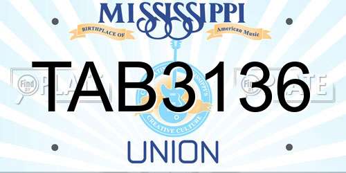 TAB3136 Mississippi License Plate