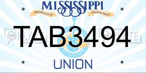 TAB3494 Mississippi License Plate
