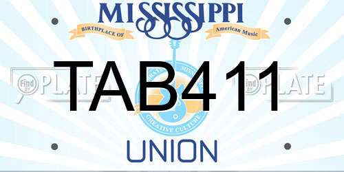 TAB411 Mississippi License Plate