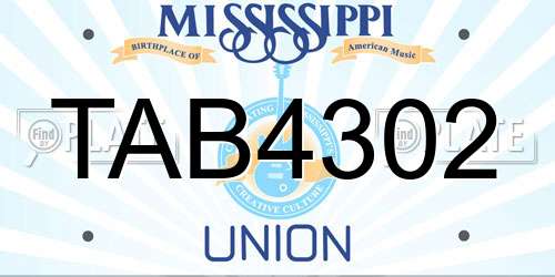 TAB4302 Mississippi License Plate