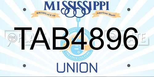 TAB4896 Mississippi License Plate
