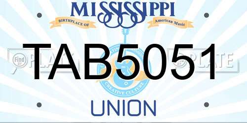 TAB5051 Mississippi License Plate