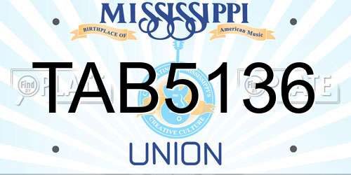 TAB5136 Mississippi License Plate