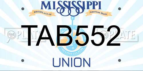 TAB552 Mississippi License Plate