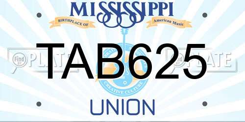 TAB625 Mississippi License Plate