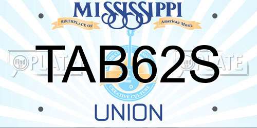 TAB62S Mississippi License Plate