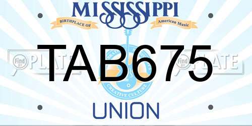 TAB675 Mississippi License Plate