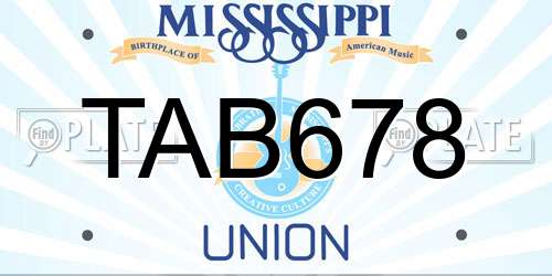 TAB678 Mississippi License Plate