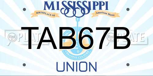 TAB67B Mississippi License Plate