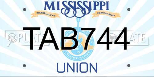TAB744 Mississippi License Plate