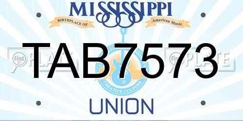TAB7573 Mississippi License Plate
