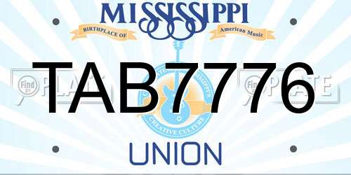 TAB7776 Mississippi License Plate