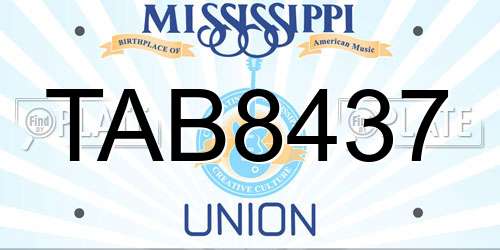 TAB8437 Mississippi License Plate