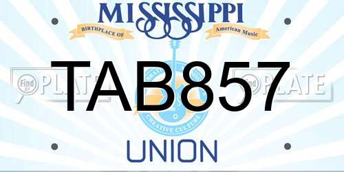 TAB857 Mississippi License Plate
