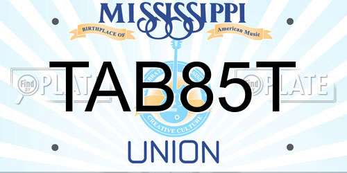TAB85T Mississippi License Plate