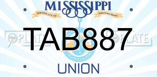 TAB887 Mississippi License Plate