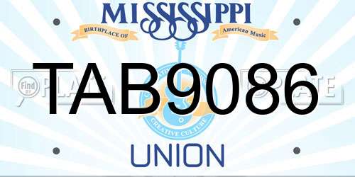 TAB9086 Mississippi License Plate