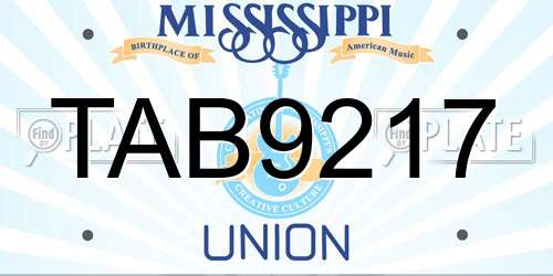 TAB9217 Mississippi License Plate