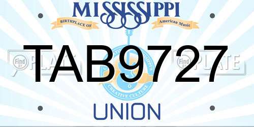 TAB9727 Mississippi License Plate