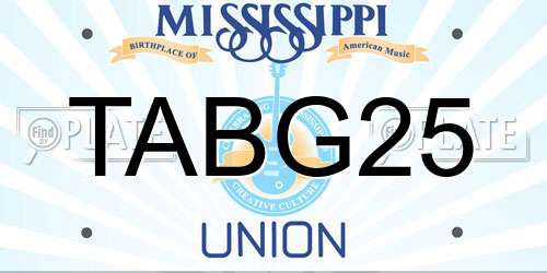 TABG25 Mississippi License Plate