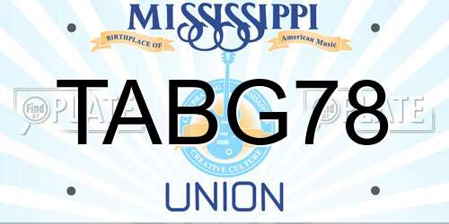 TABG78 Mississippi License Plate