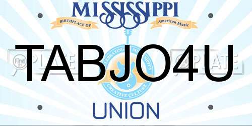 TABJO4U Mississippi License Plate