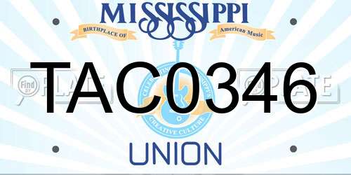 TAC0346 Mississippi License Plate