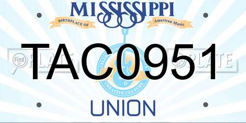 TAC0951 Mississippi License Plate