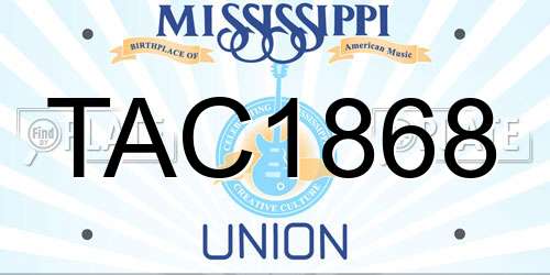 TAC1868 Mississippi License Plate