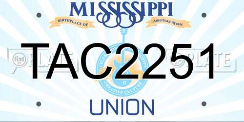 TAC2251 Mississippi License Plate