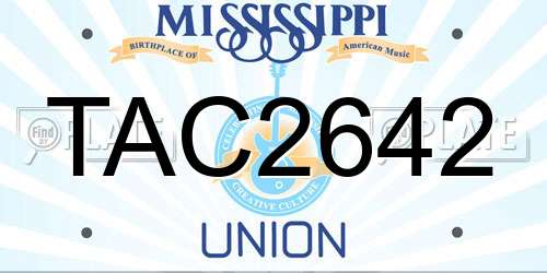 TAC2642 Mississippi License Plate