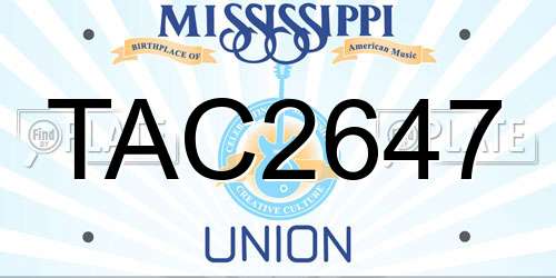 TAC2647 Mississippi License Plate