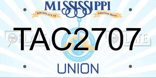 TAC2707 Mississippi License Plate