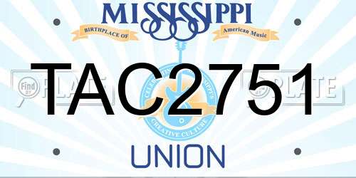 TAC2751 Mississippi License Plate