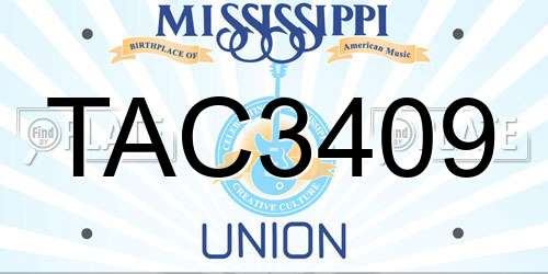 TAC3409 Mississippi License Plate