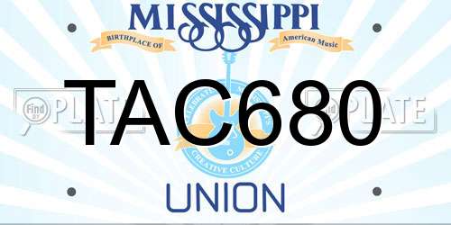 TAC680 Mississippi License Plate