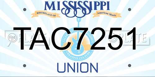 TAC7251 Mississippi License Plate