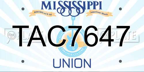 TAC7647 Mississippi License Plate