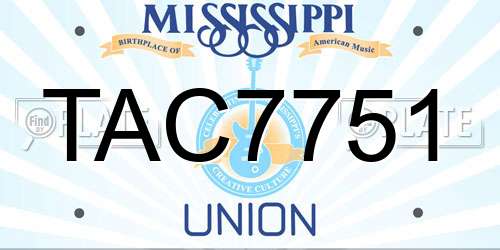TAC7751 Mississippi License Plate