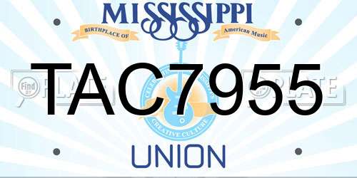 TAC7955 Mississippi License Plate