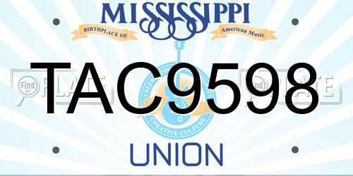TAC9598 Mississippi License Plate