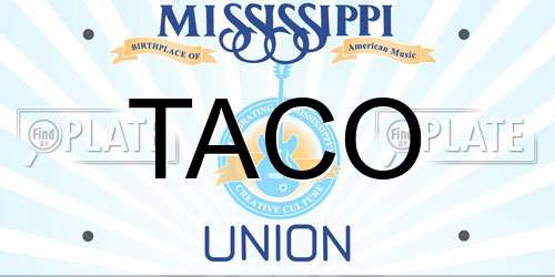 TACO Mississippi License Plate