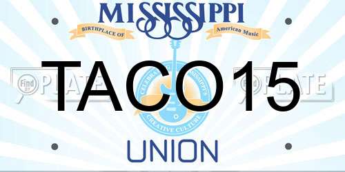 TACO15 Mississippi License Plate