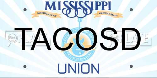 TACOSD Mississippi License Plate