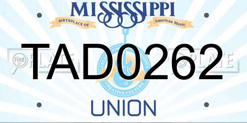 TAD0262 Mississippi License Plate
