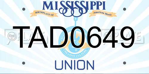 TAD0649 Mississippi License Plate